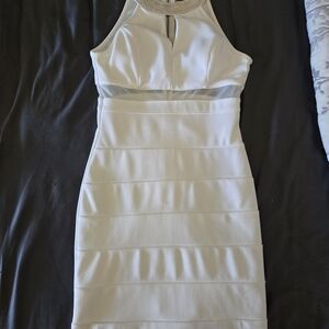 Windsor White Backless Dress with Silver Accents